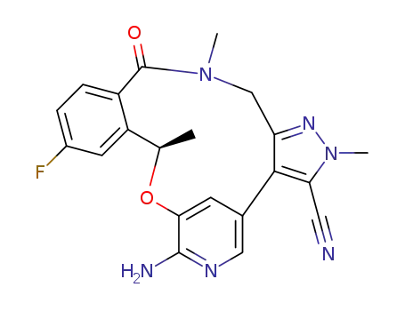 (10R)-7-amino-12-fluoro-2,10,16-trimethyl-15-oxo-10,15,16,17-tetrahydro-2H-8,4-(metheno)pyrazolo[4,3-h][2,5,11]-benzoxadiazacyclotetradecine-3-carbonitrile