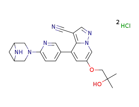 4-(6-(3,6-diazabicyclo[3.1.1]heptan-3-yl)pyridin-3-yl)-6-(2-hydroxy-2-methylpropoxy)pyrazolo[1,5-a]pyridine-3-carbonitrile dihydrochloride